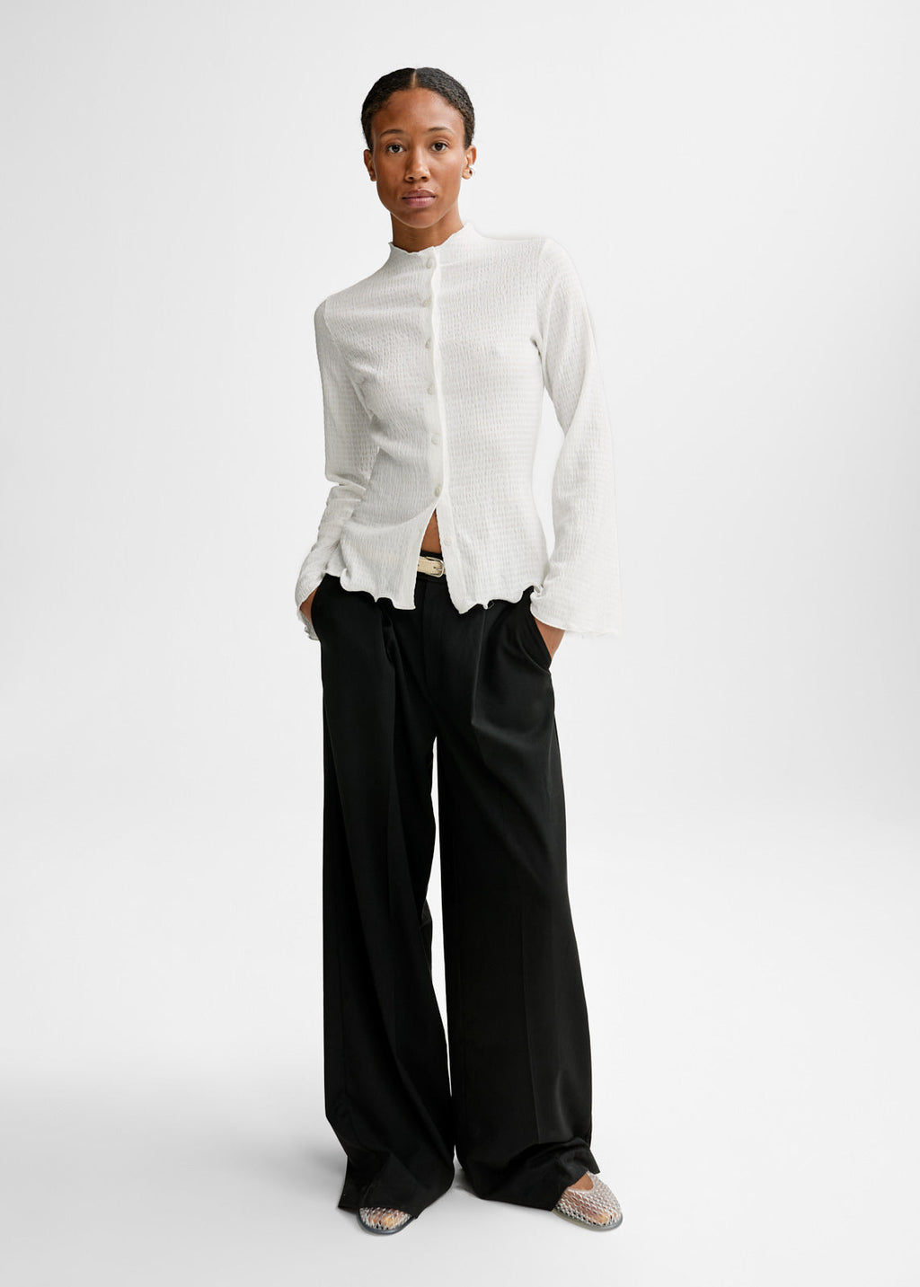 Christian Aks Lottie Crincle Top Tops 9001 White